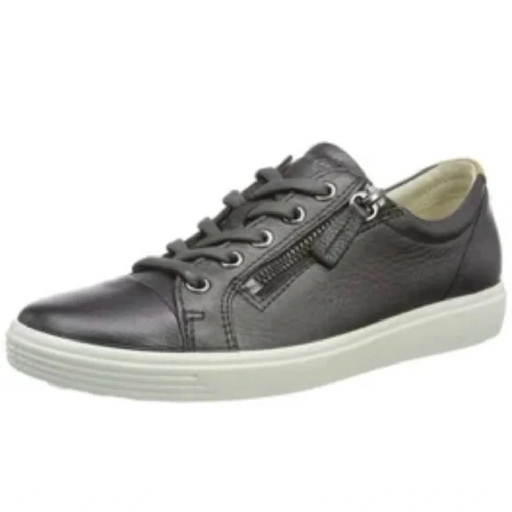 Ecco Black Soft 7 Zip Leather Low Top Sneakers - Size EU 37/38 (Size 7 US)